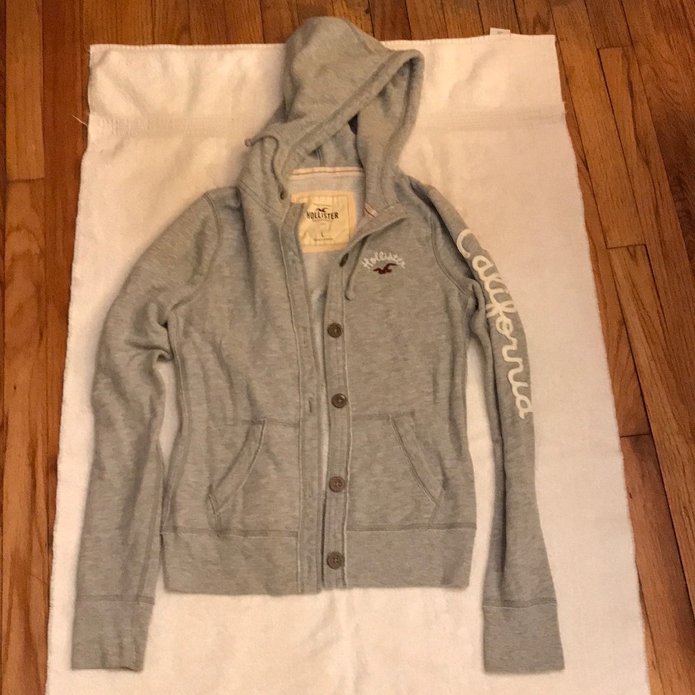 Hollister hooded sweatshirt gray large
